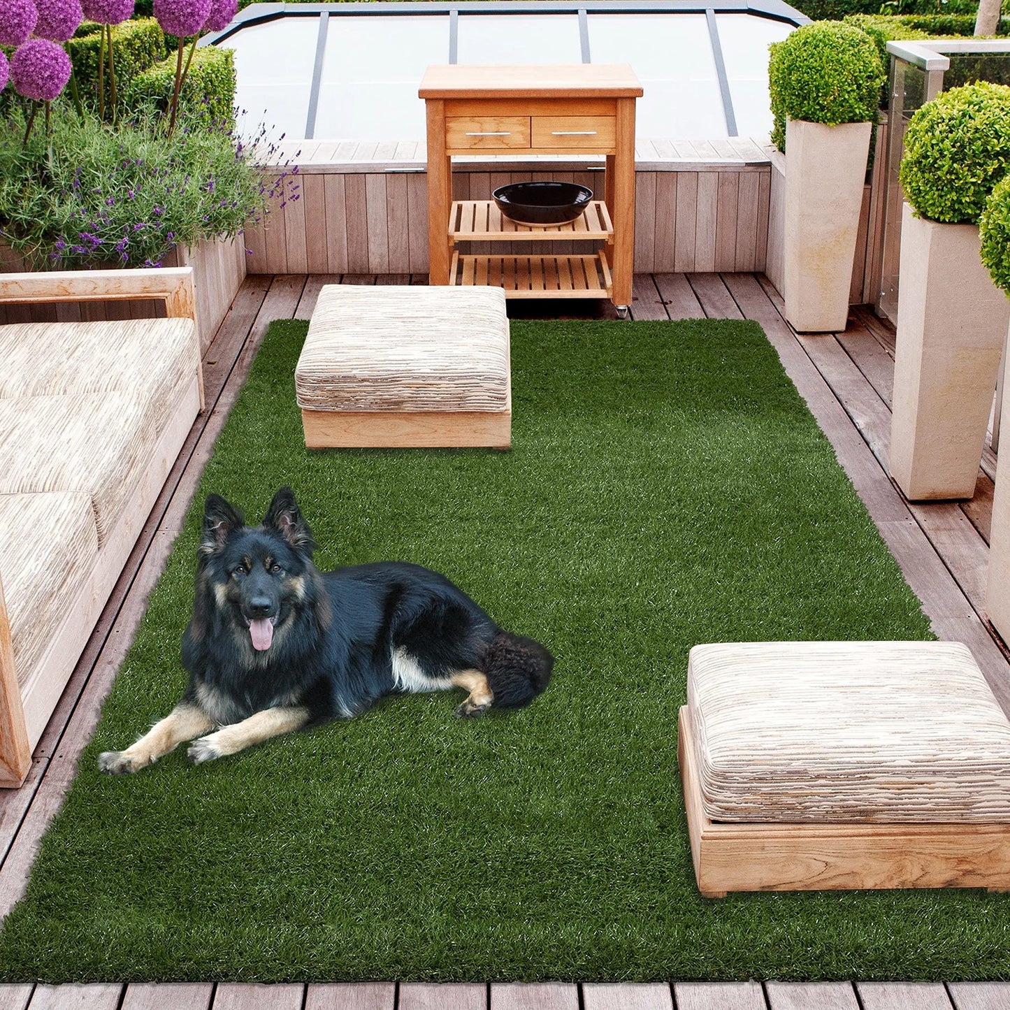Prince Carpets Natural Looking high Density Long Lasting Aritifical Grass Carpet for Home Lawn Balcony Landscaping Indoor & Outdoor Decorating Purpose Thickness 35 mm Size 6.5X 15 feet