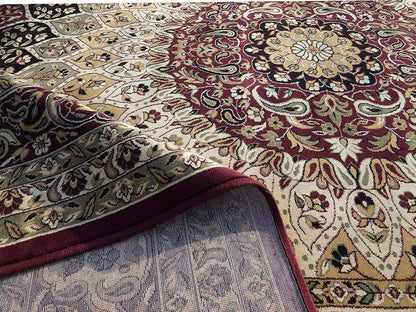 Prince Carpets Supersoft Kashmiri Silk Luxury Persian Design Anti Skid Backing Washable Carpets for Living Room Bedroom Drawing Room Hall Home Maroon Color 4 x 6 feet
