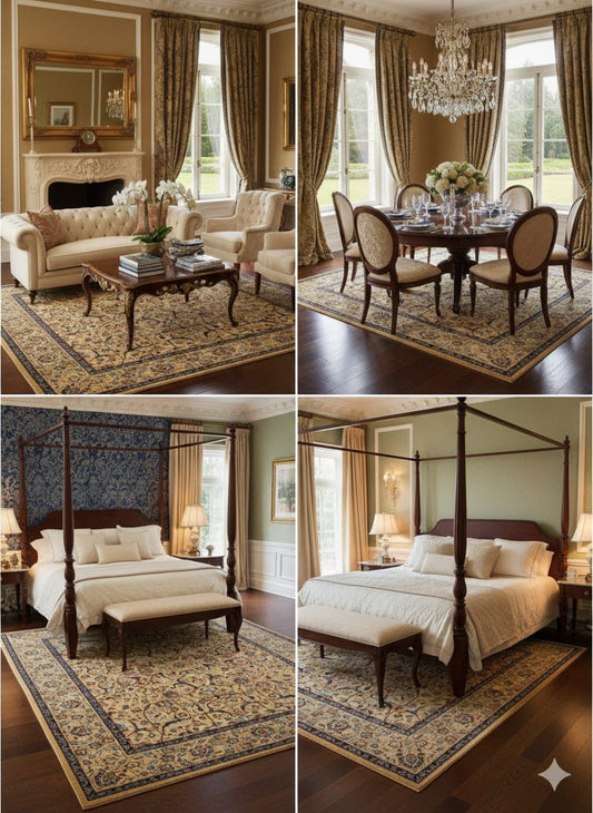 Handcrafted Modern Traditional Mughal Rugs - Premium Wool Blend Designer Carpets