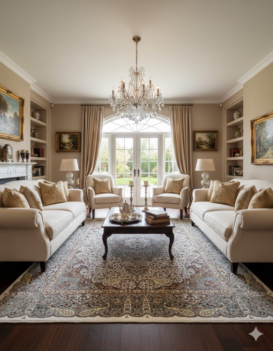 Traditional Persian Mughal Rugs | Handwoven Wool Carpet | Designer Floor Rugs India