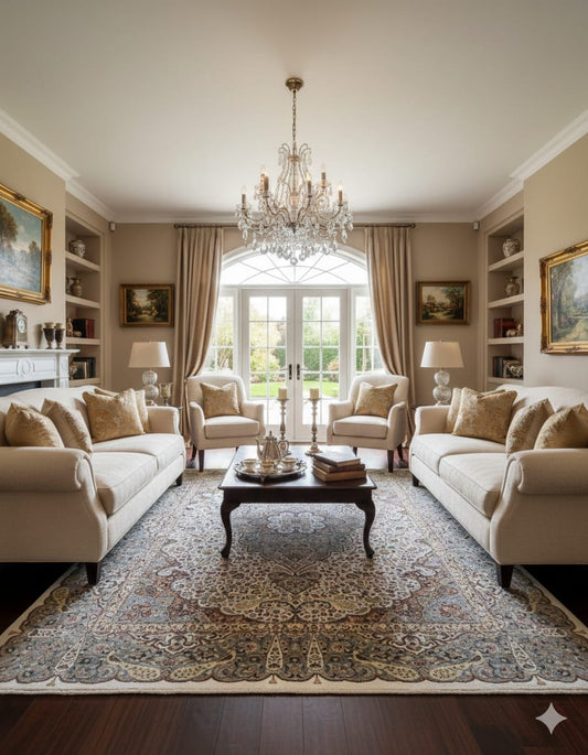 Traditional Persian Mughal Rugs | Handwoven Wool Carpet | Designer Floor Rugs India