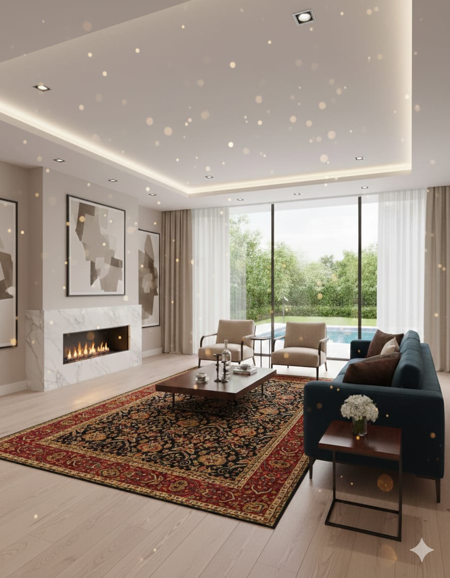 Traditional Persian Mughal Rugs | Handwoven Wool Carpet | Designer Floor Rugs India