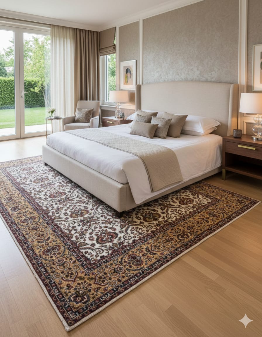 Traditional Persian Mughal Rugs | Handwoven Wool Carpet | Designer Floor Rugs India