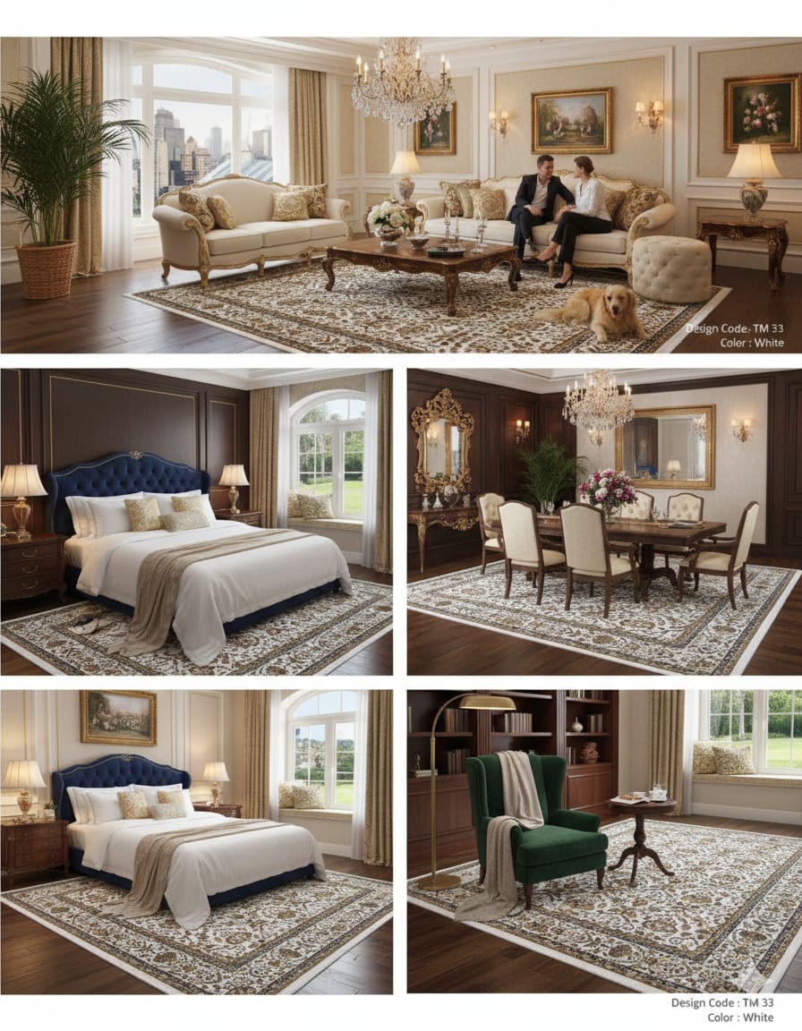 Traditional Persian Mughal Rugs | Handwoven Wool Carpet | Designer Floor Rugs India