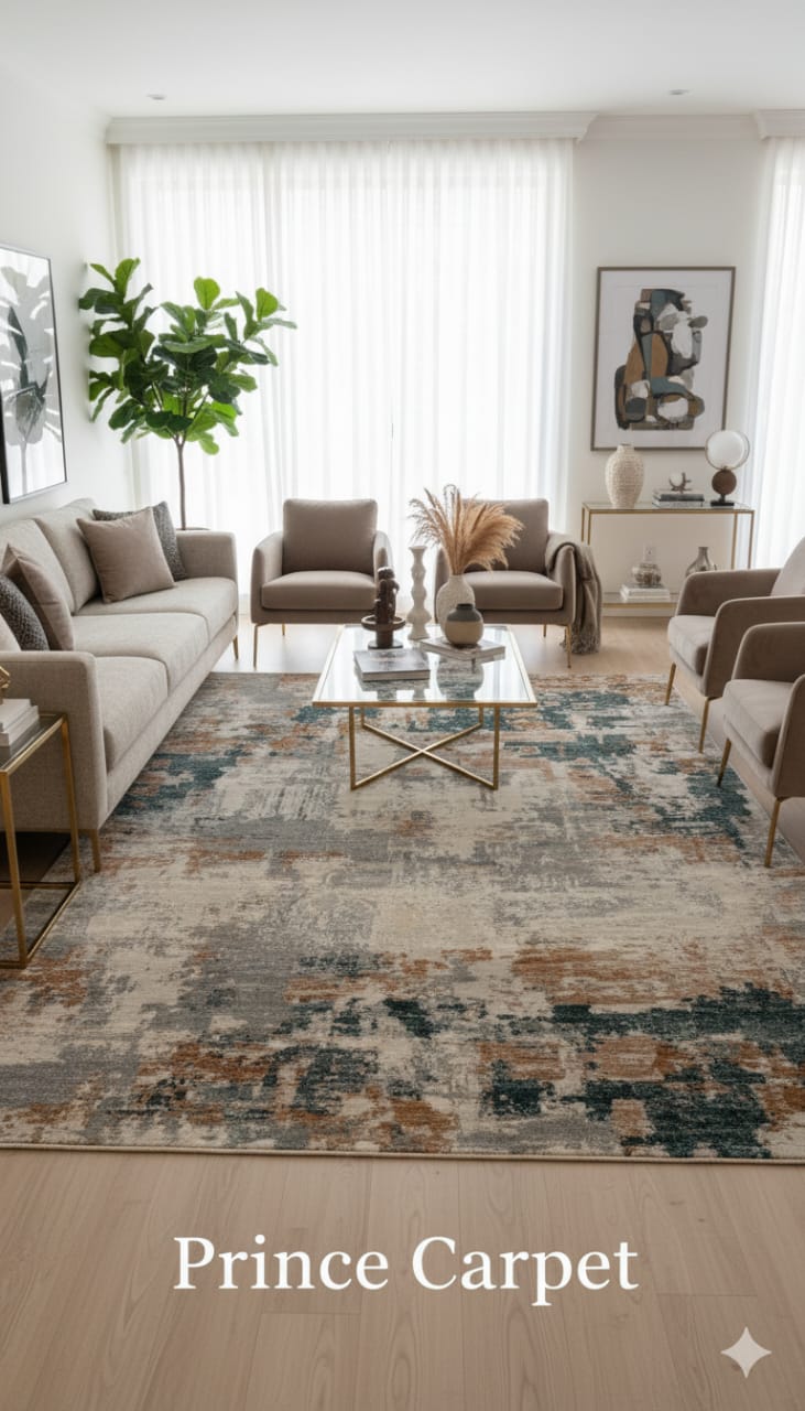 Modern Abstract Designer Carpet - Contemporary Geometric Rug for Living Room